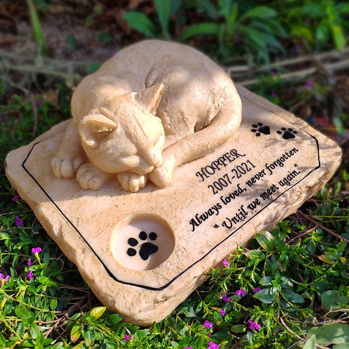 Custom Cat Memorial Stone, Engraved Pet Grave Marker, Angel Tombstone ...