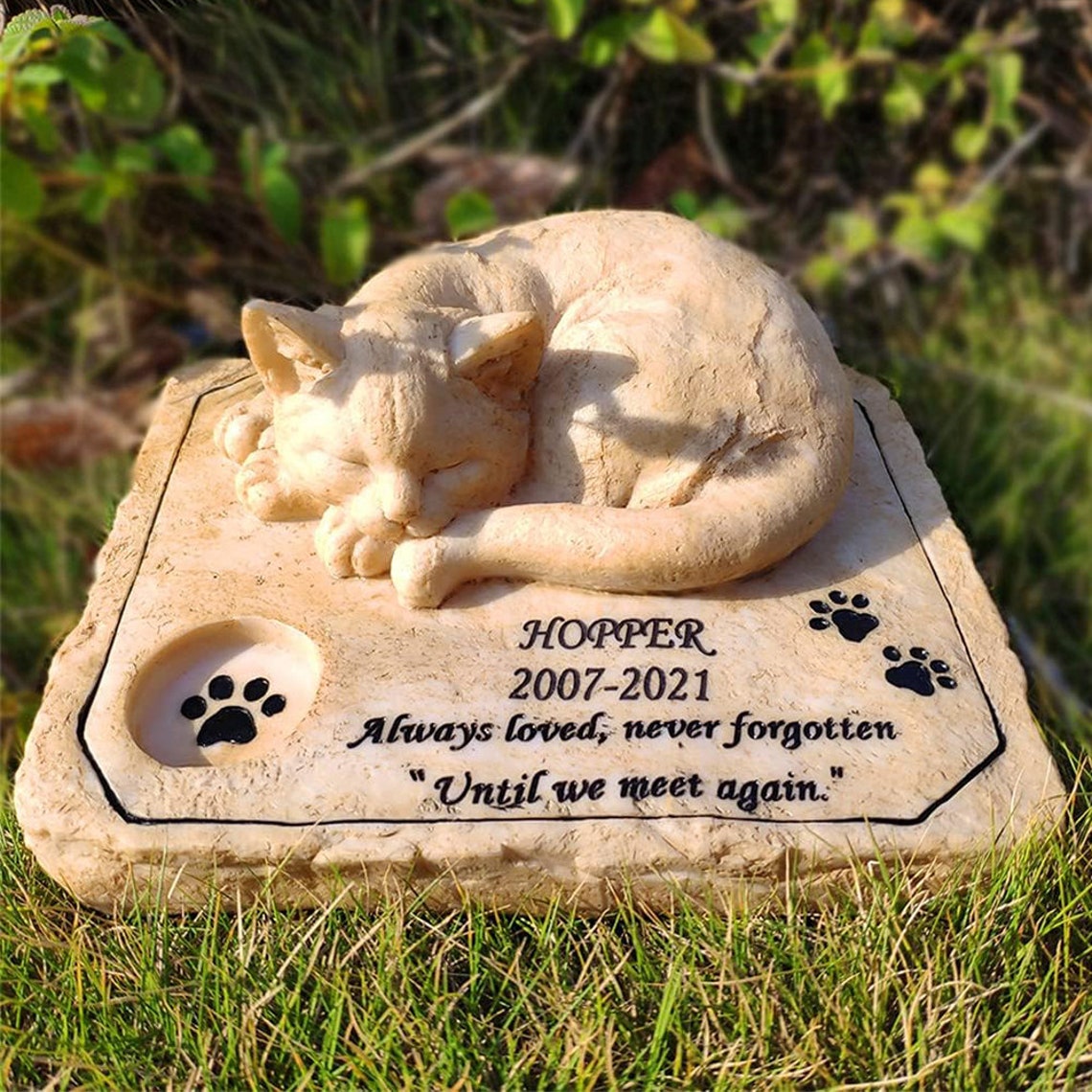Custom Cat Memorial Stone, Engraved Pet Grave Marker, Angel Tombstone ...