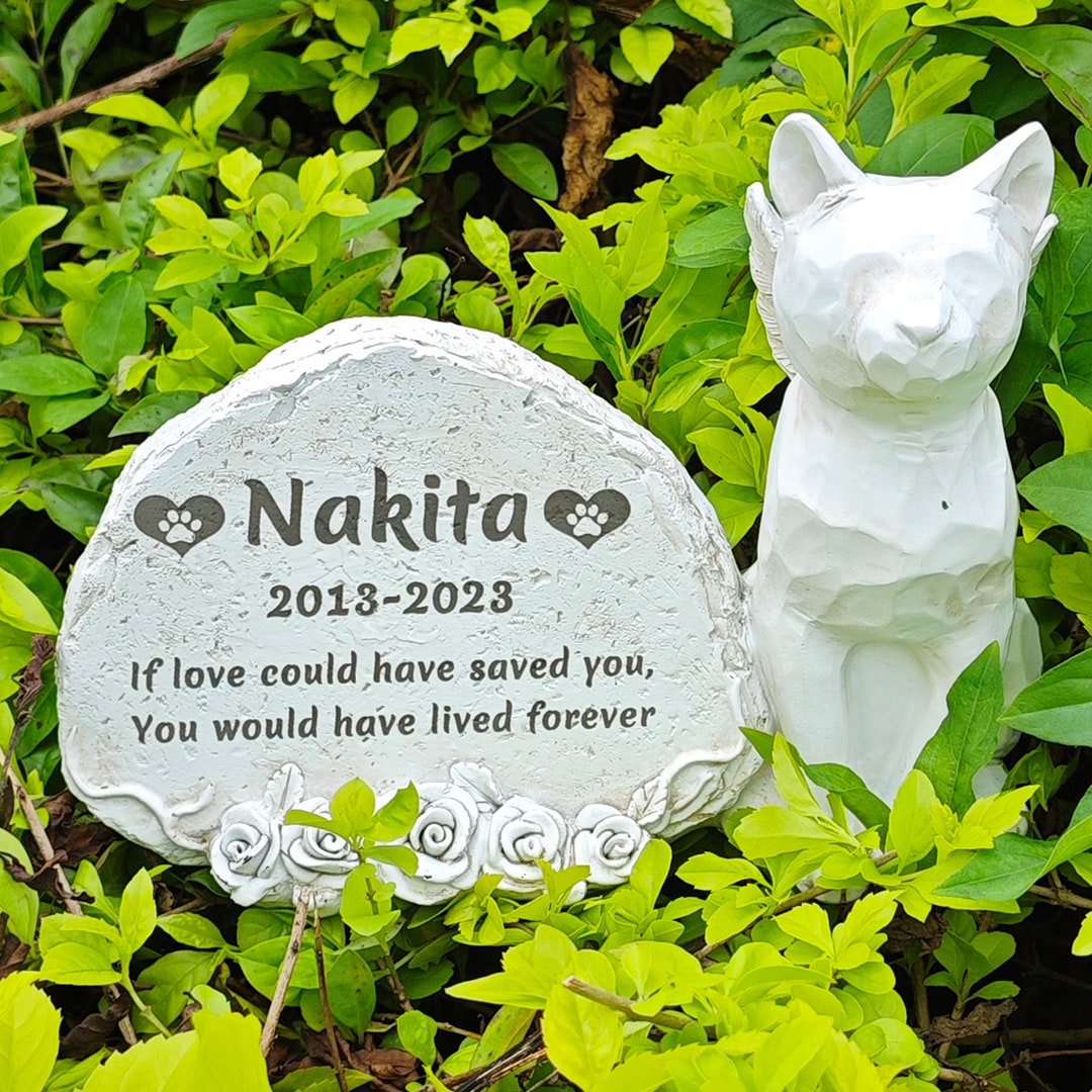 Custom Cat Memorial Stone: Personalized Pet Tombstone, Angel Statue - Etsy