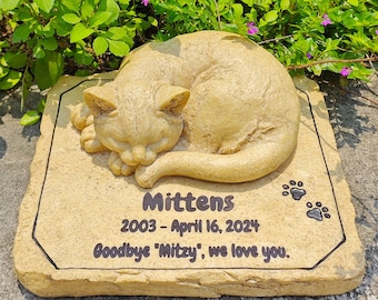 Personalized Cat Memorial Stone, Custom Pet Name, Garden Tombstone