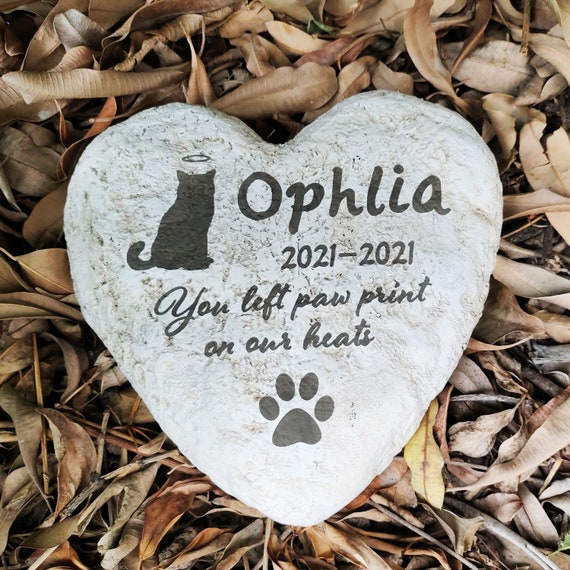 Heart Shaped Dog Memorial Stone Personalized Cat Grave Marker Etsy
