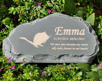 Custom Dog Memorial Stone Personalized Cat Grave Marker Engraved Pet Headstone Dog Tombstone Pet Loss Gift for Cat, dog, rabbit +Silhouette