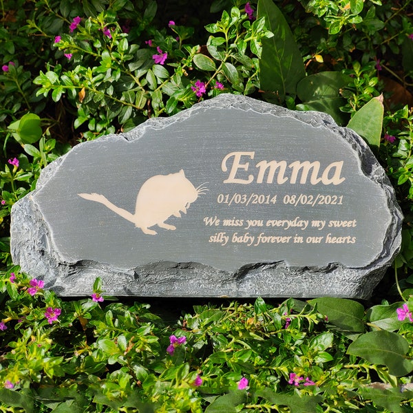 Custom Dog Memorial Stone Personalized Cat Grave Marker Engraved Pet Headstone Dog Tombstone Pet Loss Gift for Cat, dog, rabbit +Silhouette