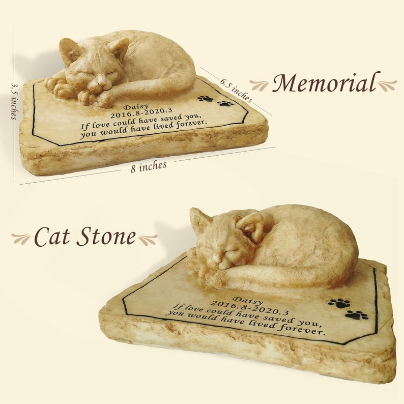 Cat Sculpture Pet Memorial Stone in Memory of Cat Personalized Etsy