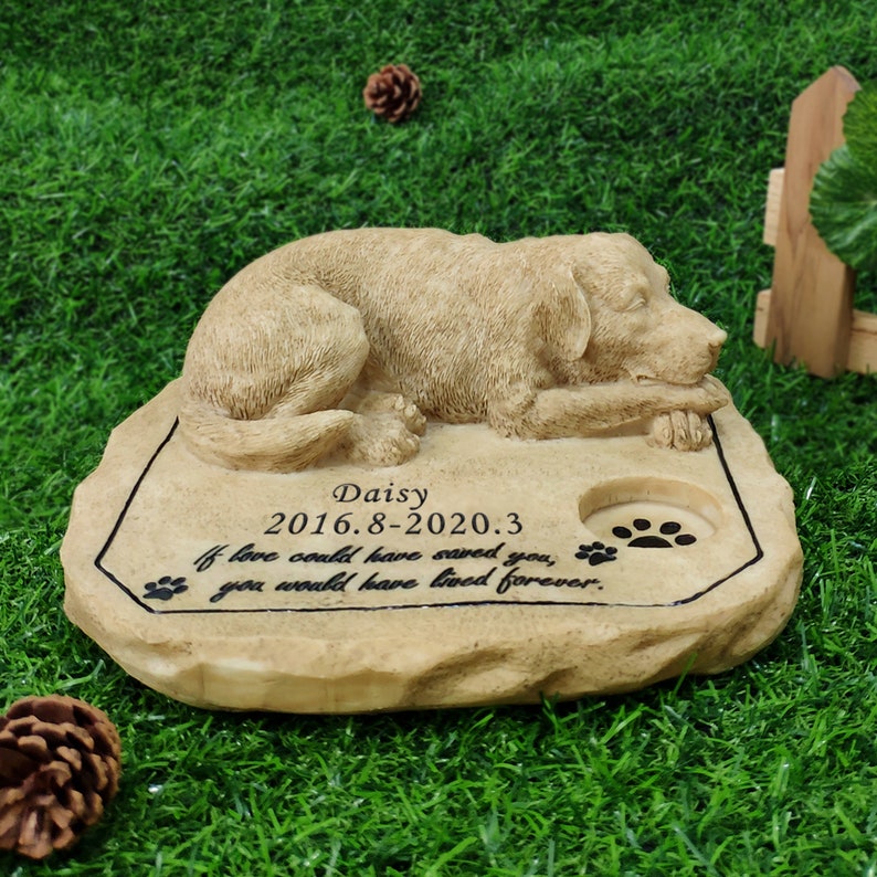 Dog Sculpture Pet Memorial Stone Personalized Garden Stone for Etsy