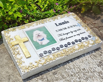 Pietra commemorativa personalizzata per animali domestici con foto, lapide per cani e gatti