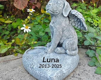 Custom Angel Dog Memorial Stone, Personalized Pet Grave Marker