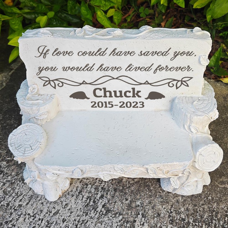 Personalized Bench Pet Memorial Garden Stone Plaque, Engrave Pet Grave