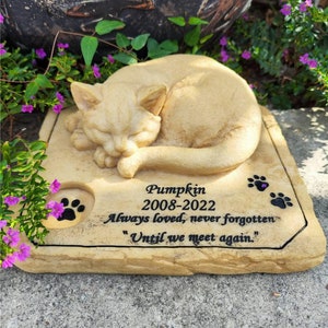 Custom Cat Memorial Stone Personalized Cat Grave Marker Engraved Pet Headstone Handmade Angel Cat Tombstone Pet Loss Gift for Cat Kitten
