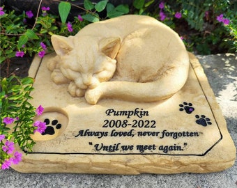 Custom Cat Memorial Stone, Engraved Pet Grave Marker, Angel Tombstone