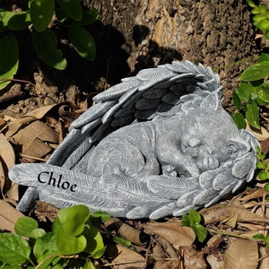 Personalized Angel Cat Memorial Stone, Resin Grave Marker bild 1