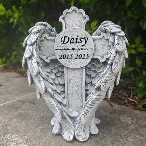 Personalized Cross Human Memorial Garden Stone for Loved Ones, Headstone for Graves, Engraved Memorial Plaque Outdoor Grave Decoration