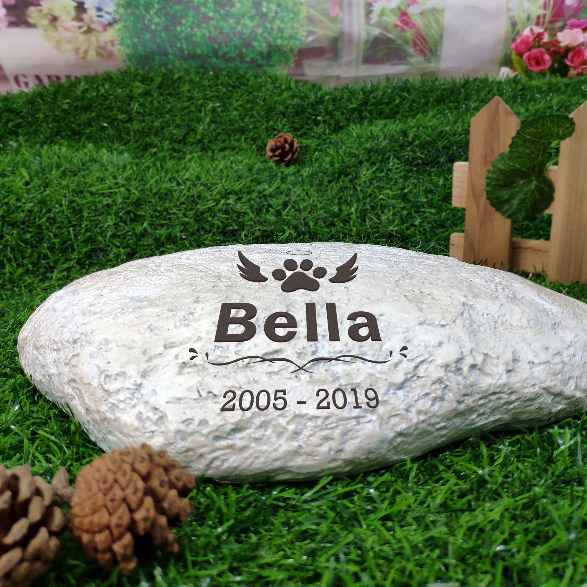 Pebble Design Pet Memorial Stones Personalized Garden Stones Etsy