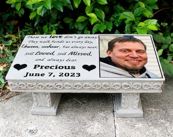 Personalized Human Bench Memorial Garden Stone for Loved Ones, Headstone for Graves, Engraved Memorial Stone People Outdoor Grave Decoration