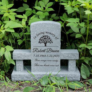 Personalized Human Memorial Bench Headstone for Graves, Engraved Garden Stone for Loved Ones, Memorial Stone People Outdoor Grave Decoration