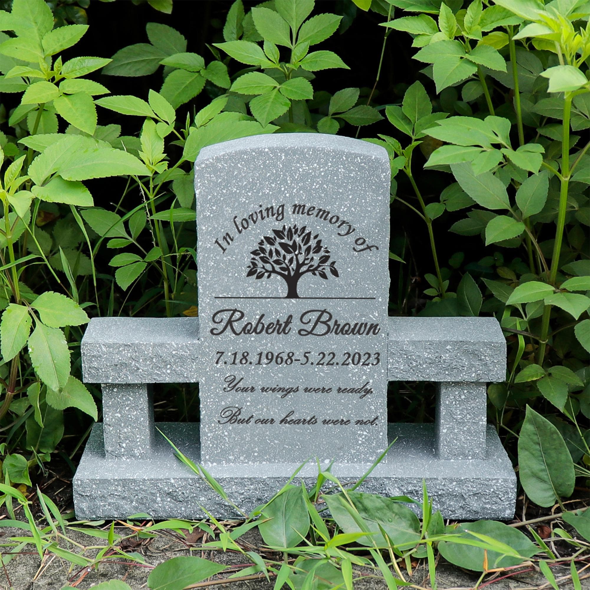 Personalized Human Memorial Bench Headstone for Graves, Engraved Garden Stone for Loved Ones, Memorial Stone People Outdoor Grave Decoration