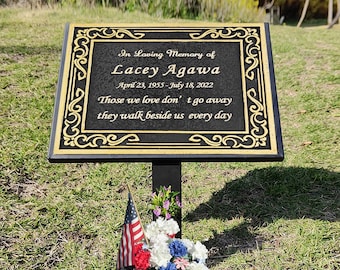 Personalized Brass Color Human Memorial Garden Stone for Loved Ones, Headstone for Graves, Engraved Memorial Plaque Outdoor Grave Decoration