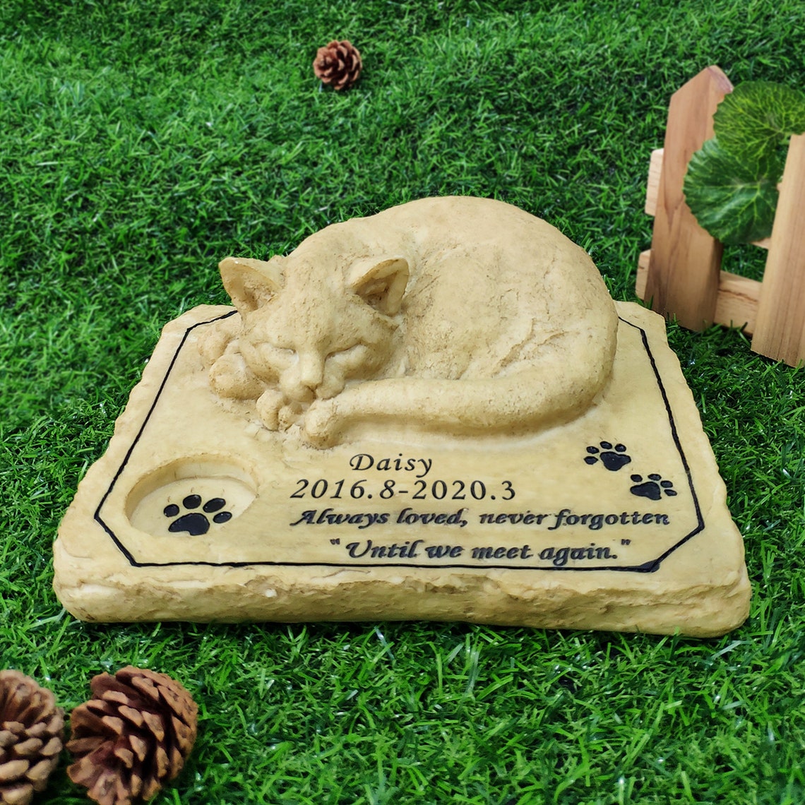 Cat sculpture Pet memorial stone personalized cat loss gifts Etsy