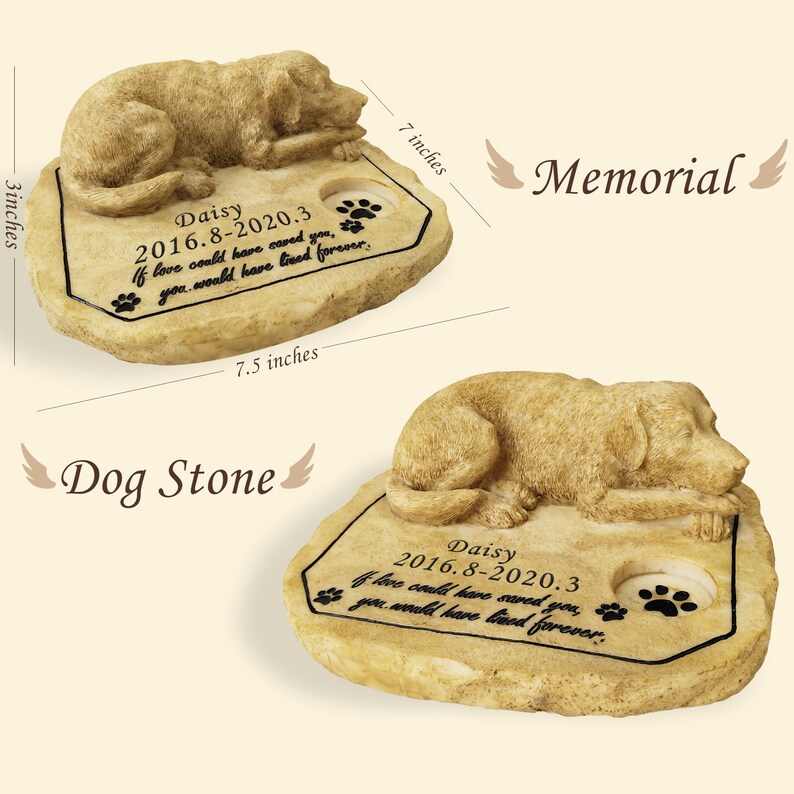 Dog Sculpture Pet Memorial Stone Personalized Garden Stone for Etsy