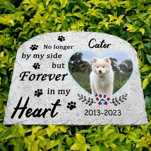 Lily's Home Pet Memorial Stone - Heart-Shaped Grave Marker For Cats & Dogs, Outdoor Polyresin, "You Left Pawprints" Inscription