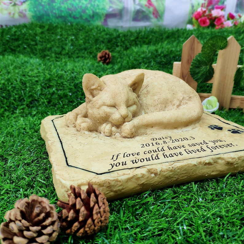 Cat Sculpture Pet Memorial Stone in Memory of Cat Personalized Etsy