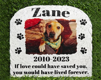 Custom Pet Memorial Stone with Photo, Personalized Dog Grave Marker