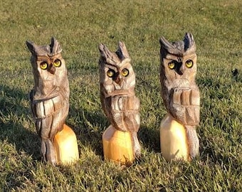 14 inch chainsaw carved owl statue