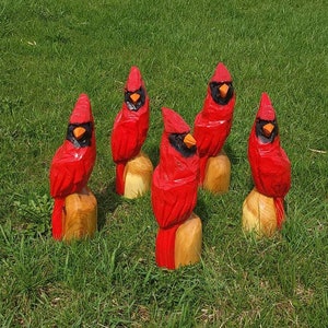 14 inch Chainsaw carved cardinal statue