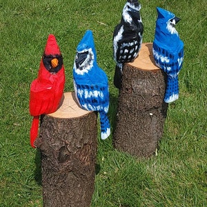 14 inch chainsaw carved woodpecker statue with no base image 7