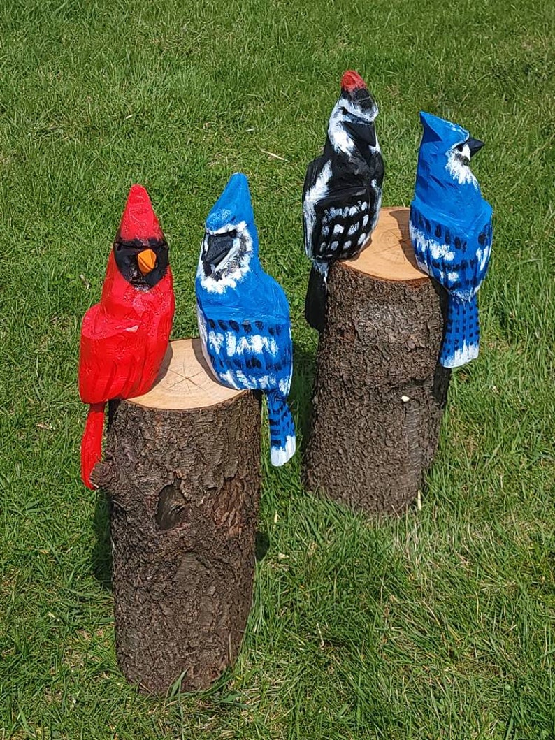 14 inch chainsaw carved woodpecker statue with no base image 7