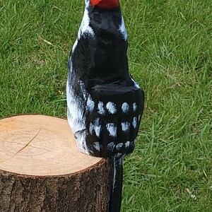 14 inch chainsaw carved woodpecker statue with no base image 4