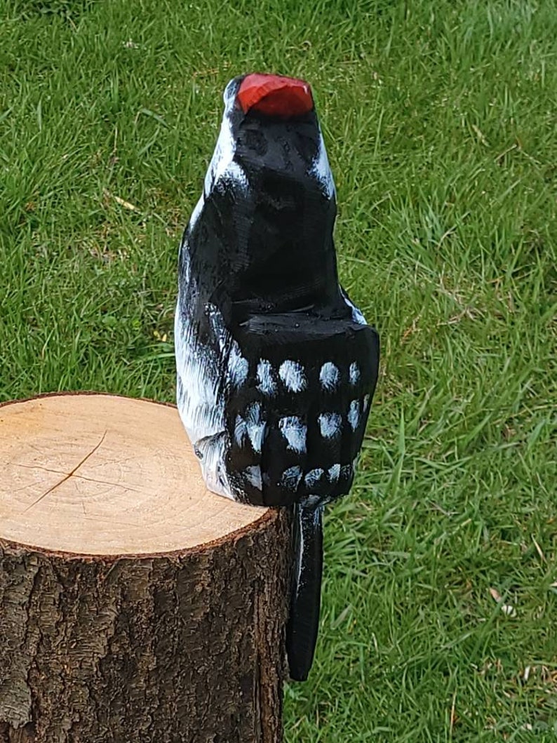 14 inch chainsaw carved woodpecker statue with no base image 4