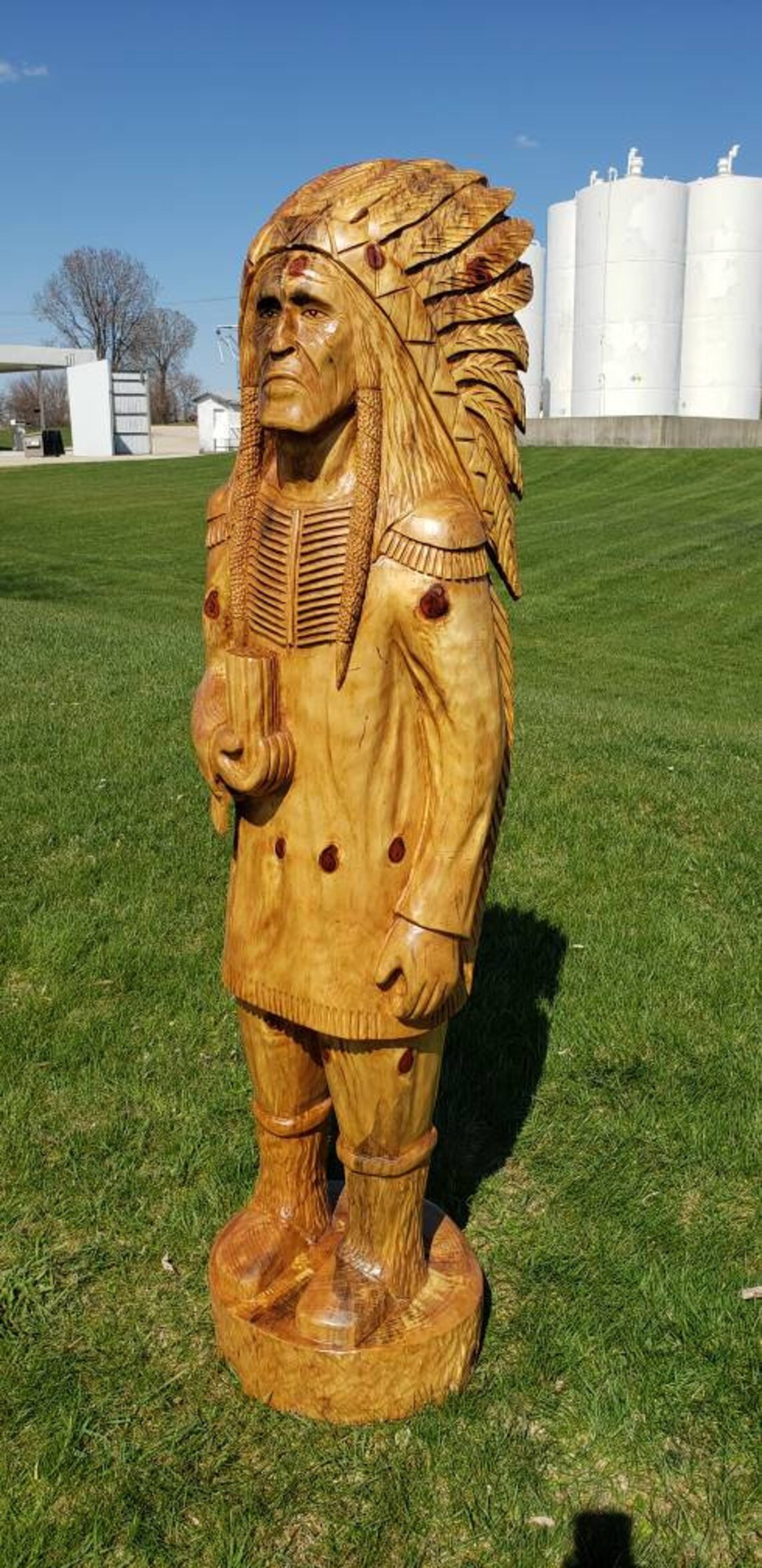 Life size 6 ft chainsaw carved cigar store indian statue Etsy