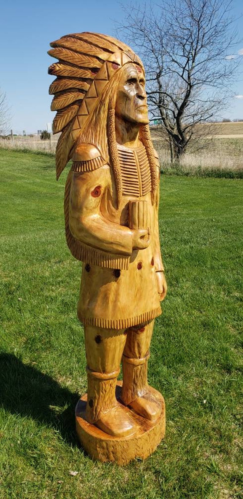 Life size 6 ft chainsaw carved cigar store indian statue Etsy