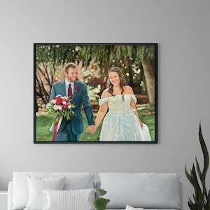 Framed Couples Painting from Photo Ready to Hang, Custom Wedding Portrait on Canvas, Hand Painted Oil Painting , Personalized Photo Gifts