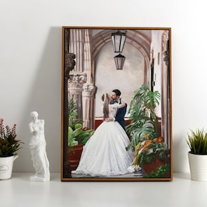 Framed Oil Painting from Photo,Custom Portrait Painting,Custom Wedding Portrait,Commission Family Portrait on Canvas,Wedding Engagement Gift