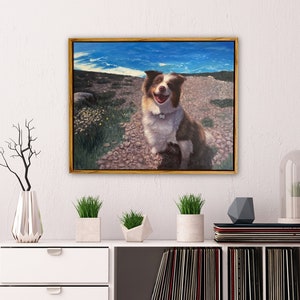 Dipinto personalizzato per ritratti di animali domestici, ritratto incorniciato da foto, regalo commemorativo per animali domestici, dipinto su commissione per ritratti di cani, dipinto a olio personalizzato per animali domestici