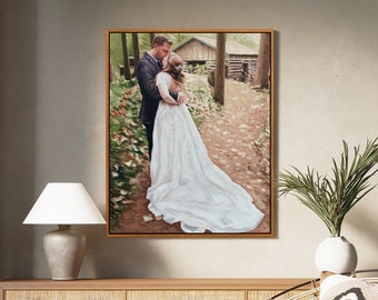 Ritratto di matrimonio personalizzato, Ritratto incorniciato su tela, Commissione per ritratti di coppia, Trasforma l'immagine in dipinto, Regalo di fidanzamento, Gif per lei