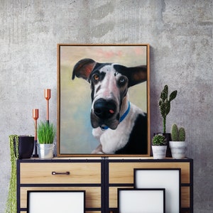 Ritratto di animale domestico personalizzato da foto, regalo personalizzato per animali domestici, pittura a olio incorniciata, regalo commemorativo per la perdita di animali domestici, dipinto su commissione per ritratti di cani