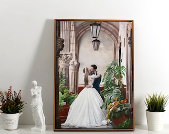 Framed Oil Painting from Photo,Custom Portrait Painting,Custom Wedding Portrait,Commission Family Portrait on Canvas,Wedding Engagement Gift