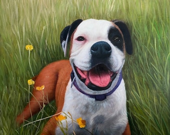 Dog Painting from Photo, Custom Pet Portrait, Personalized Animal Painting,Oil Portrait Commission,Realistic Pet Memorial Gift,Pet Loss Gift