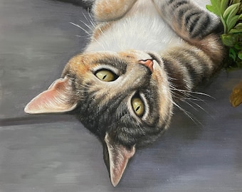 Cat Painting, Custom Cat Portrait, Cat Wall Art, Personalized Pet Oil Painting from Photo, Animal Painting, Cat Lover Gift, Pet Loss Gift