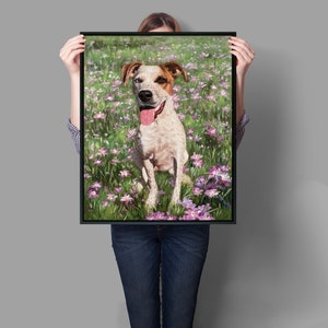 Framed Pet Painting, Custom Dog Painting Ready to Hang, Custom Portrait from Photo, Commission Dog Painting, Dog Mom Gift, Pet Loss Gifts