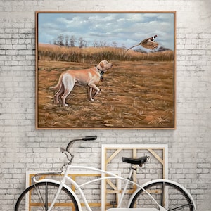 Custom Pet Portrait from Photo, Framed Hunting Dog Painting, Commission Dog Wall Art, Animal Painting,Farmhouse Wall Art,Father's Day Gift