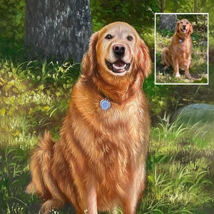 Custom Pet Portrait Painting from Photo, Dog Painting on Canvas, Hand Painted Dog, Personalized Dog Art, Golden Retriever Gift, Dog Mom Gift