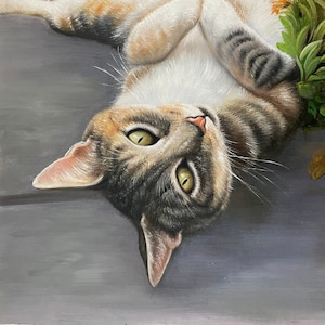 Cat Painting, Custom Cat Portrait, Cat Wall Art, Personalized Pet Oil Painting from Photo, Animal Painting, Cat Lover Gift, Pet Loss Gift
