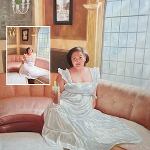 Custom Portrait Painting on Canvas, Oil Portrait from Photo, Custom Woman Portrait, Couple Portrait, Oil Portrait Commission,Gifts for Wife