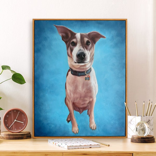 Hand Painted Pet Painting, Framed Dog Painting Ready to Hang, Custom Portrait from Photo, Commission Dog Painting, Pet Loss Memorial Gifts