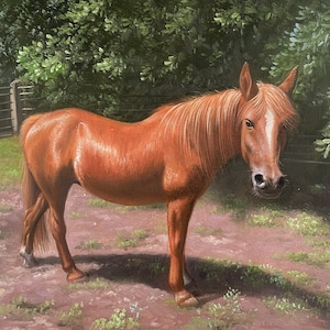 Custom Horse Painting, Hand Painted Horse Oil Painting, Commission Horse Portrait Canvas, Farm Animal Painting from Photo, Horse Lover Gifts