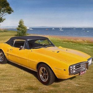 カスタムカーポートレート、キャンバスに描かれた車の油絵、車のウォールアート、車好きへのギフト、ヴィンテージカーの絵画、車の装飾、男性へのギフト、父の日ギフト